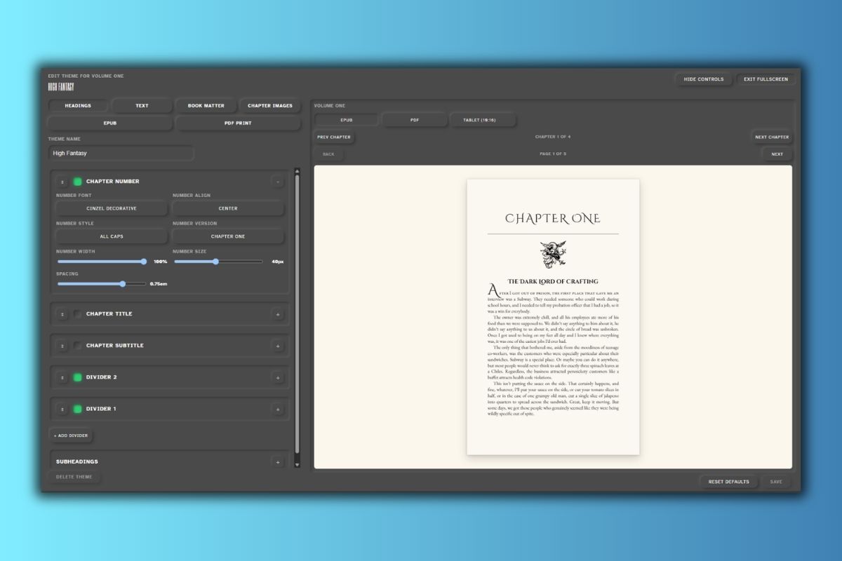 Export EPUB and PDF