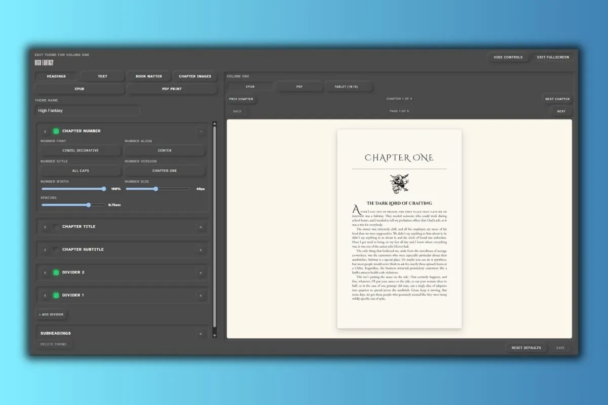 Export EPUB and PDF in Myrlin