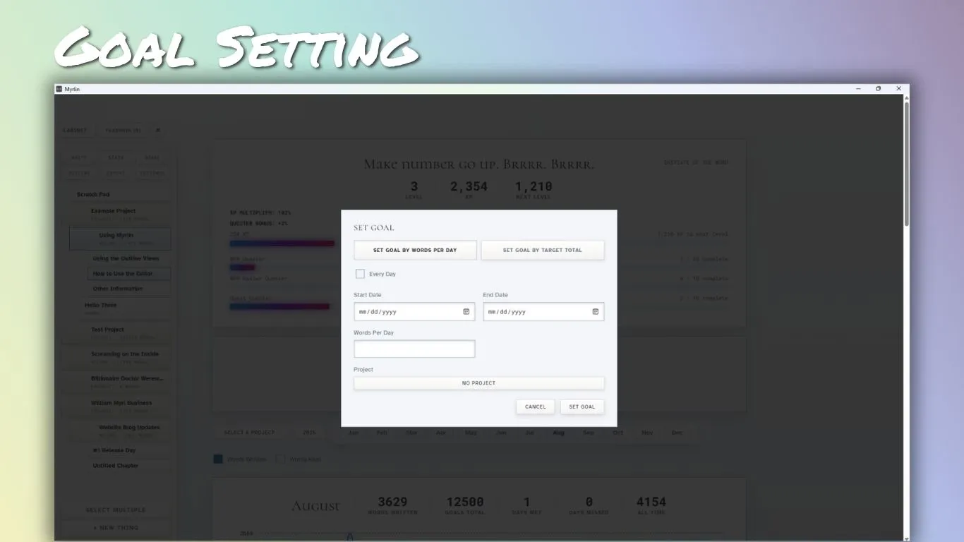 Goal Setting in Myrlin