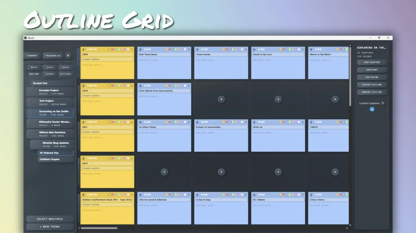 Outline Grid in Myrlin
